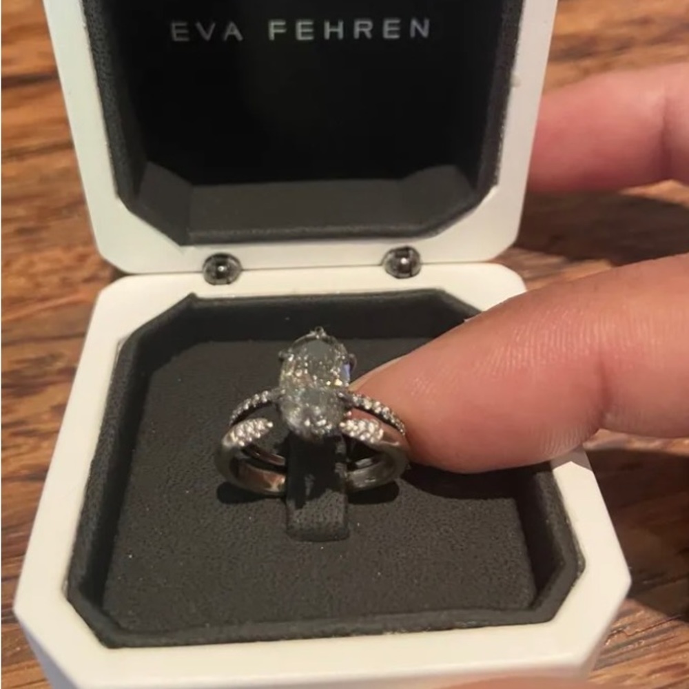 Eva Fehren OOAK 2.09ct Grey Diamond 18k Pave Engagement Ring + Band sz 5 $22000